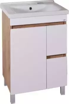 Тумба с раковиной «ASB-Woodline» Марко 60 2.1 (Миранда 60) белая/дуб золотой