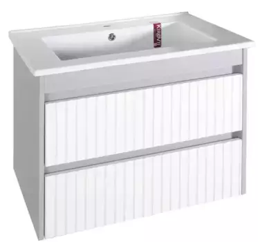 Тумба с раковиной «ASB-Woodline» Мирано 75 (Оскар 75) подвесная слоновая кость/шиншила серая