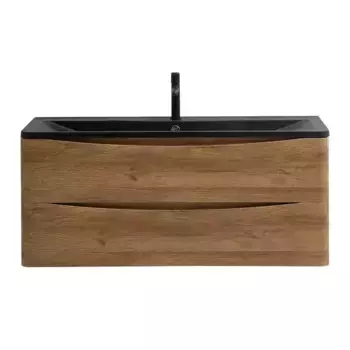 Тумба с раковиной «Belbagno» Acqua 120 (BB1200/455-LV-ART-ALR-NERO 120/45) подвесная Rovere Rustico