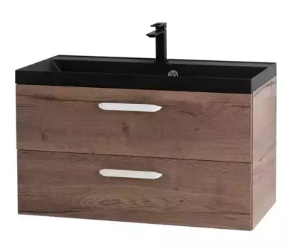 Тумба с раковиной «Belbagno» Aurora 90 (без ручек) (BB900/450-LV-ART-AST-NERO) подвесная Rovere Tabacco