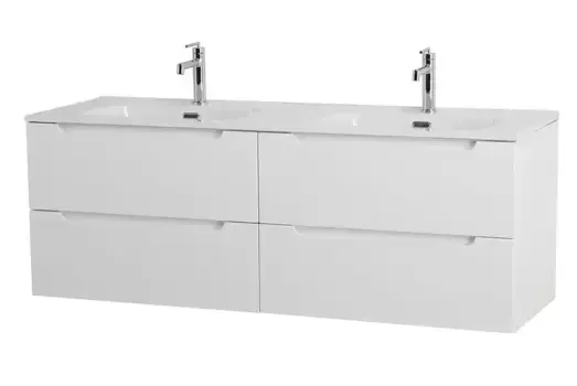 Тумба с раковиной «Belbagno» Etna 120 (BB1200-2-ETL двойная) подвесная Bianco Lucido