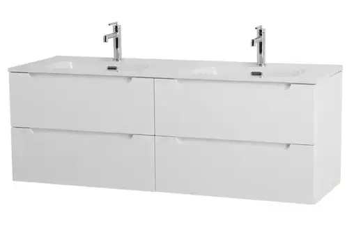 Тумба с раковиной «Belbagno» Etna 140 (141/46 BB1400-2-ETL двойная) подвесная Bianco Lucido