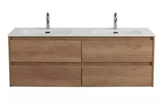 Тумба с раковиной «Belbagno» Kraft 140 (141/46 BB1400-2-ETL двойная) подвесная Rovere Nebrasca Nature
