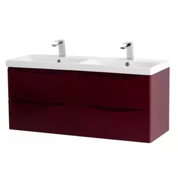 Тумба с раковиной «Belbagno» Marino 120 с двойной раковиной (120/45 двойная) подвесная Bordo Lucido