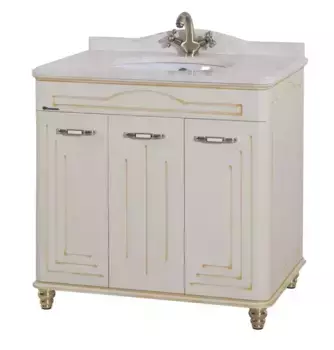 Тумба с раковиной «Bellezza» Аллегро Люкс 100 (Nora 47 TS-30001-0476) бежевая с патиной золото