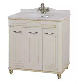 Тумба с раковиной «Bellezza» Аллегро Люкс 80 (Nora 47 TS-30001-0476) бежевая с патиной золото