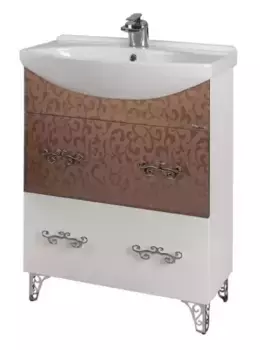 Тумба с раковиной «Bellezza» Маргарита 75 (Лагуна 75) бронза/белая