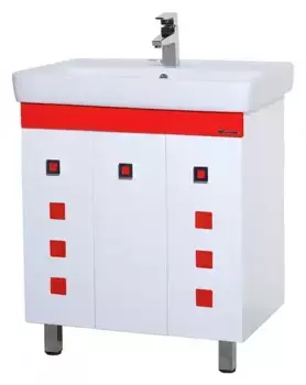 Тумба с раковиной «Bellezza» Натали 70 (Q 70) красная/белая