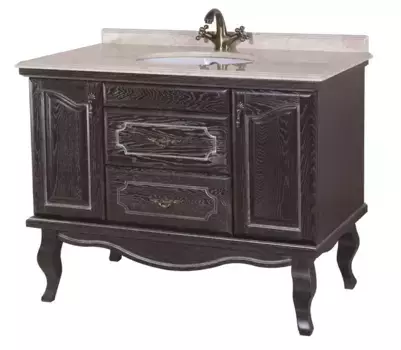 Тумба с раковиной «Bellezza» Рим 120 (Grand Berna 62) столешница бежевая чёрная с патиной серебро