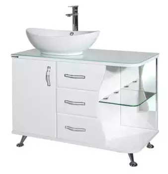 Тумба с раковиной «Bellezza» Рио 90 (Гамма 56) белая левая