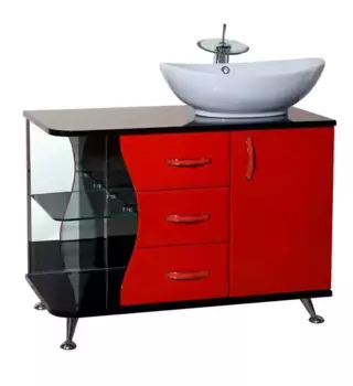 Тумба с раковиной «Bellezza» Рио 90 (Гамма 56) красная/чёрная правая