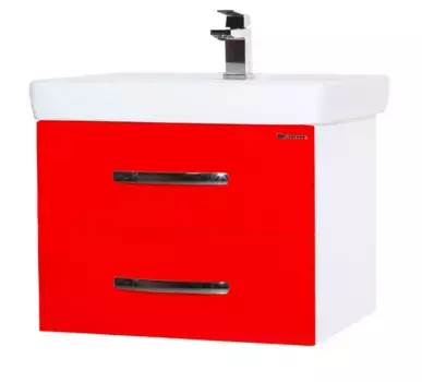 Тумба с раковиной «Bellezza» Рокко 60 Н (Q 60) подвесная красная/белая