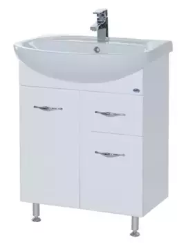 Тумба с раковиной «Bellezza» Стелла 65 Н с 1 ящиком (Стелла 65) белая