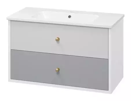 Тумба с раковиной «Brevita» Анастейша 100 (Euphoria 100) подвесная белая/серая