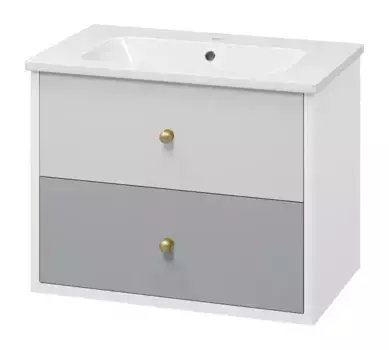 Тумба с раковиной «Brevita» Анастейша 80 (Euphoria 80) подвесная белая/серая