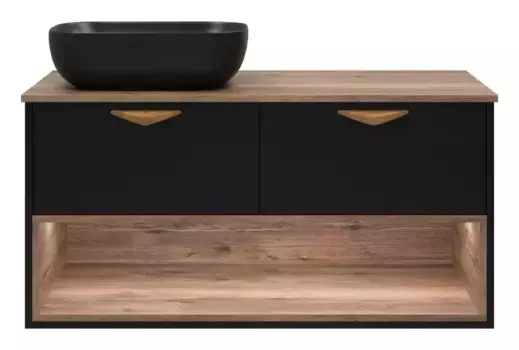 Тумба с раковиной «Brevita» Bergen 105 (MLN-320328MB 46) подвесная дуб галифакс олово/чёрная