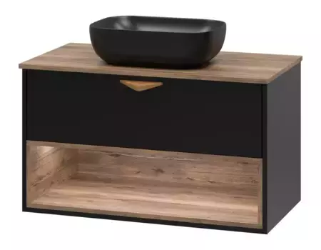 Тумба с раковиной «Brevita» Bergen 80 (MLN-320328MB 46) подвесная дуб галифакс олово/чёрная