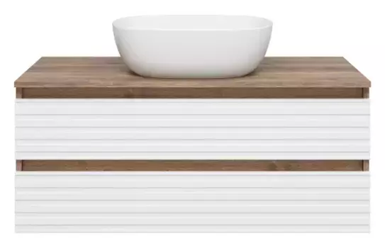Тумба с раковиной «Brevita» Dakota 100 (Melana 50) подвесная белая/дуб галифакс олово