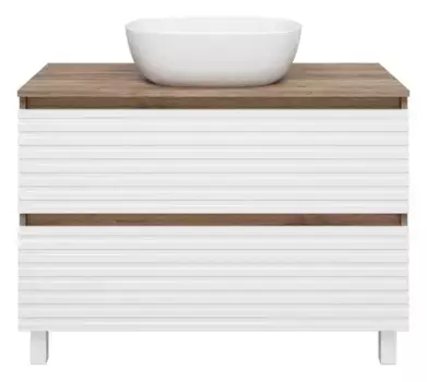 Тумба с раковиной «Brevita» Dakota 100 (Melana 50) белая/дуб галифакс олово