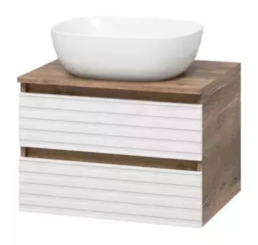 Тумба с раковиной «Brevita» Dakota 60 (Melana 50) подвесная белая/дуб галифакс олово