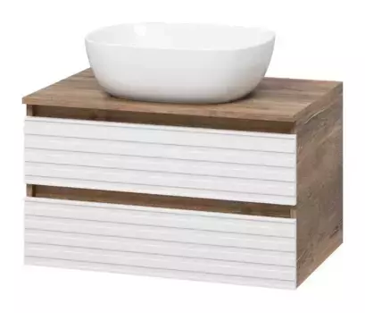 Тумба с раковиной «Brevita» Dakota 70 (Melana 50) подвесная белая/дуб галифакс олово