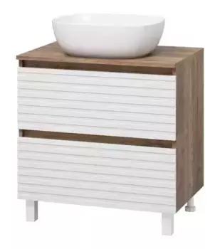 Тумба с раковиной «Brevita» Dakota 70 (Melana 50) белая/дуб галифакс олово