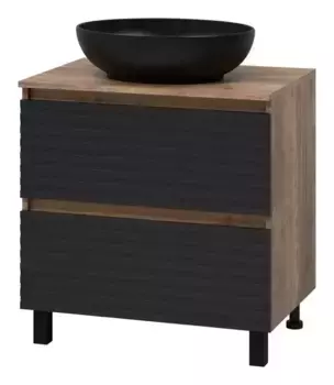 Тумба с раковиной «Brevita» Dakota 70 (MLN-320316MB 52) чёрный кварц/дуб галифакс олово