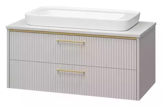 Тумба с раковиной «Brevita» Elche 100 (Doppio 80) подвесная серый кашемир/золото