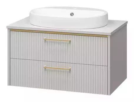 Тумба с раковиной «Brevita» Elche 80 (Doppia 65) подвесная серый кашемир/золото