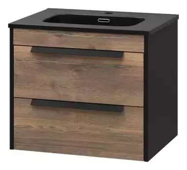 Тумба с раковиной «Brevita» Monsour 60 (9060MMB 60) подвесная дуб галифакс олово/чёрный кварц