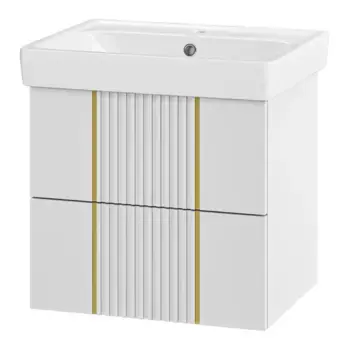 Тумба с раковиной «Brevita» Vega 60 (Q 60) подвесная белая/золото