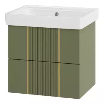 Тумба с раковиной «Brevita» Vega 60 (Q 60) подвесная зеленая/золото