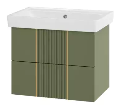 Тумба с раковиной «Brevita» Vega 70 (Q 70) подвесная зеленая/золото