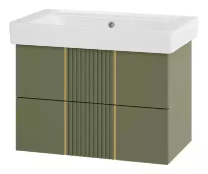Тумба с раковиной «Brevita» Vega 80 (Q 80) подвесная зеленая/золото
