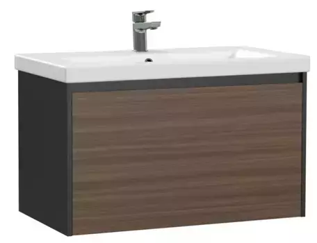 Тумба с раковиной «Cersanit» Grande 80 (Como 80) подвесная чёрный орех