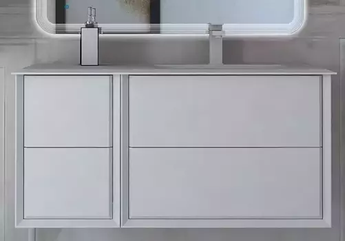 Тумба с раковиной «Cezares» Bellagio 100 с 4 ящиками (106/46) подвесная Bianco opaco, правая