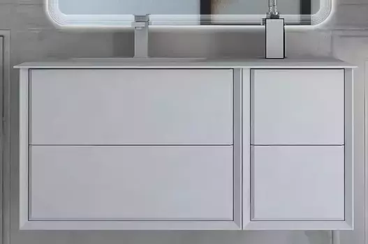 Тумба с раковиной «Cezares» Bellagio 100 с 4 ящиками (106/46) подвесная Bianco opaco, левая