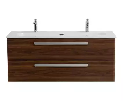 Тумба с раковиной «Cezares» Eco-cer-n 120 (CZR-8073-120-1-2 с двумя отверстиями под смеситель) подвесная Орех шоколад Софт