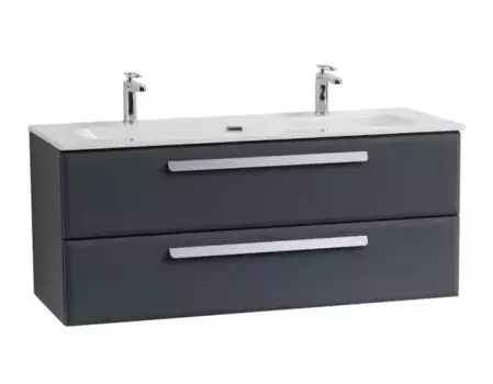 Тумба с раковиной «Cezares» Eco-cer-n 120 (CZR-8073-120-1-2 с двумя отверстиями под смеситель) подвесная Grafito