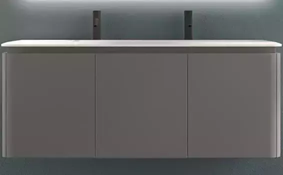Тумба с раковиной «Cezares» Stylus 140 с 6 ящиками (3 скрытых) (Solid surface 141/49) подвесная Grigio nuvola