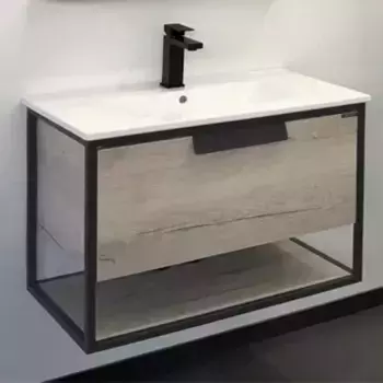 Тумба с раковиной «Comforty» Бонн 75 (Comforty 75E) подвесная дуб дымчатый/графит