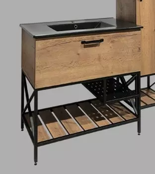 Тумба с раковиной «Comforty» Бредфорд 90 (Comforty 90Е) дуб тёмный/чёрная