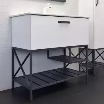 Тумба с раковиной «Comforty» Бредфорд 90 (Comforty 90Е) белый глянец/чёрная