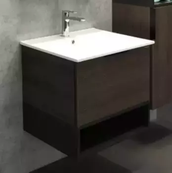 Тумба с раковиной «Comforty» Франкфурт 60 (Comforty 60E) подвесная дуб шоколадно-коричневый/чёрная