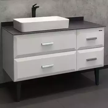 Тумба с раковиной «Comforty» Империя 120 (78189) белая глянцевая столешница графит