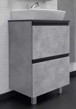 Тумба с раковиной «Comforty» Эдинбург 60-Н (9055RA-50) бетон светлый столешница чёрная