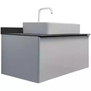 Тумба с раковиной «Comforty» Милан 90 с 2 ящиками (1 скрытый) (78189) подвесная белый глянец столешница под мрамор Калакатта Блэк