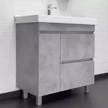 Тумба с раковиной «Comforty» Осло 80 с 2 ящиками (Fest 80 F01) светлый бетон правая