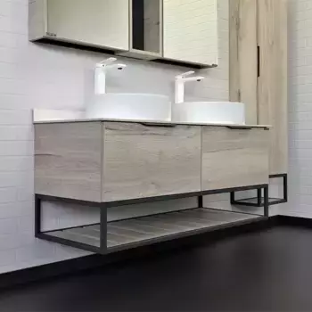 Тумба с раковиной «Comforty» Порто 120-2 (9110) подвесная дуб дымчатый/серый графит