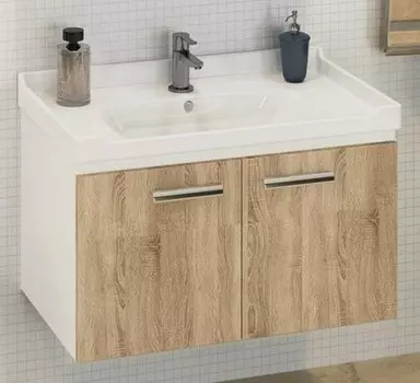 Тумба с раковиной «Comforty» Рига 80 (9335-80) подвесная дуб сонома